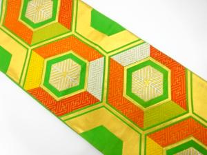 アンティーク　亀甲に若松模様織り出し袋帯（材料）